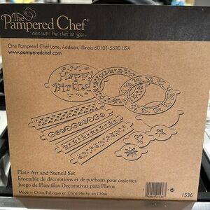 NEW The Pampered Chef Plate Art & Stencil Set TPC PC Cakes Pancakes Desserts